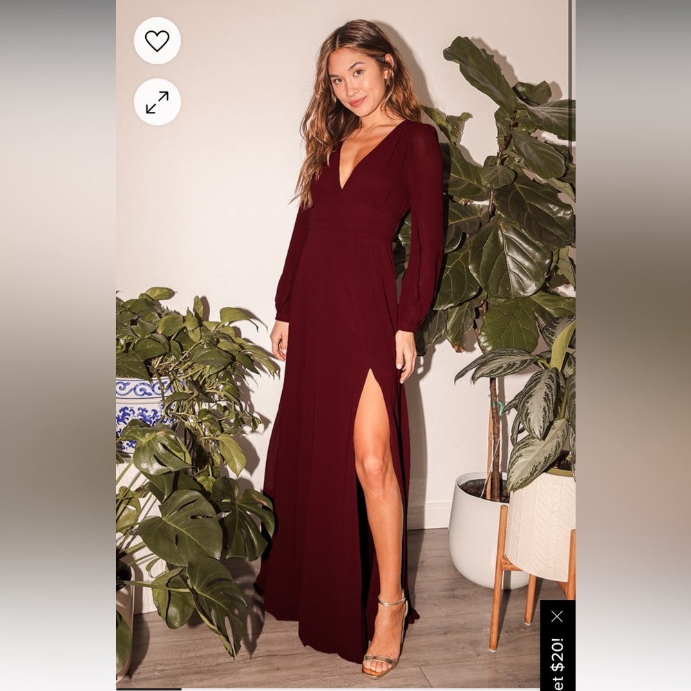 Lulus Love You So Burgundy Long Sleeve Maxi Dress
